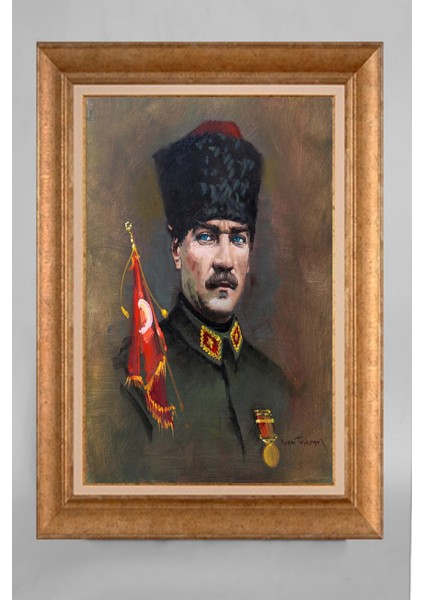 Altın Çerçeveli Paspartulu Atatürk Tablo VS376