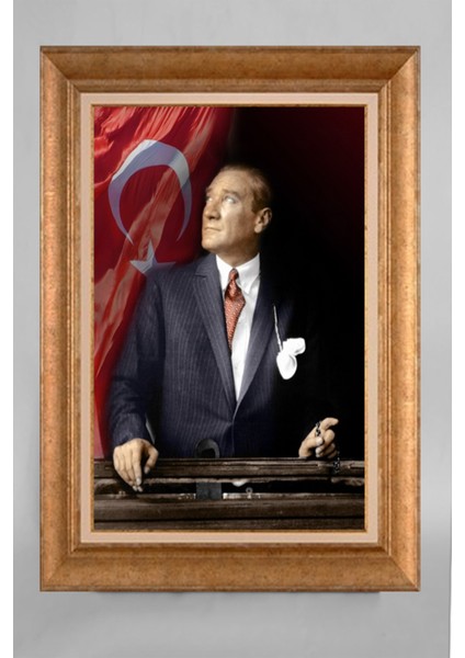 Altın Çerçeveli Paspartulu Atatürk Tablo VS609