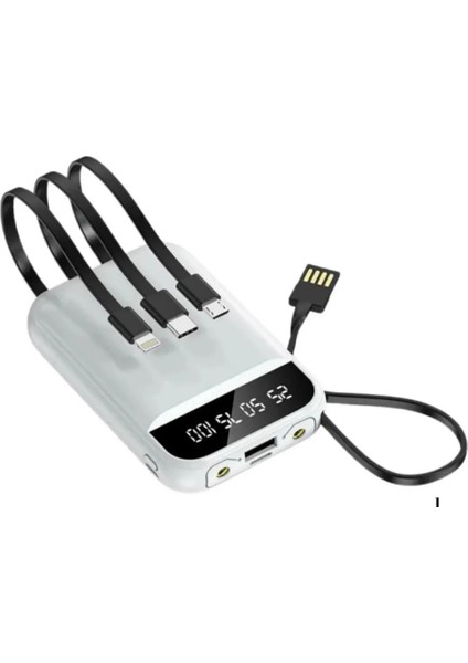 10.000 mAh Dijital Göstergeli Dahili Çoklu Kablolu Powerbank 2.4A Taşınabilir Şarj Cihazı Batarya fiyatları