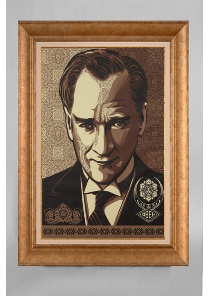 Altın Çerçeveli Paspartulu Atatürk Tablo VS848