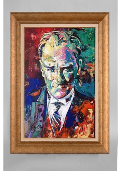 Altın Çerçeveli Paspartulu Atatürk Tablo VS379