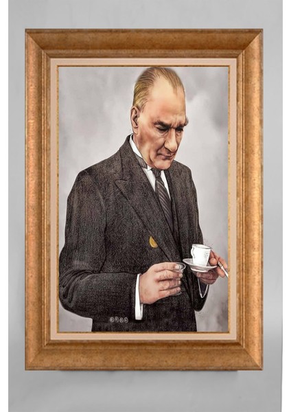 Altın Çerçeveli Paspartulu Atatürk Tablo VS788
