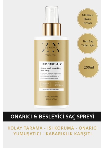 Isıya Karşı Koruyucu, Kolay Tarama, Elektriklenme Karşıtı Keratin Saç Bakım Spreyi Sütü 200ML
