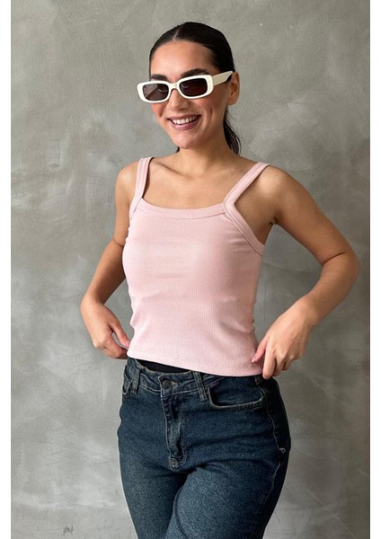 Pembe Fitilli Görünümlü Askılı Basic Atlet MG2236