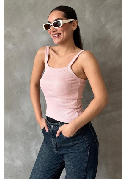 Pembe Fitilli Görünümlü Askılı Basic Atlet MG2236 modelleri