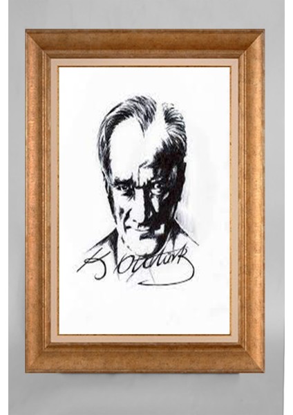 Altın Çerçeveli Paspartulu Atatürk Tablo VS276