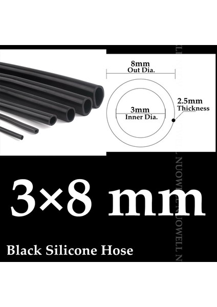 3X8MM Tarzı 3 Milyon 1~6mm Siyah Silikon Boru Esnek Akvaryum Hava Pompası Yumuşak Kauçuk Hortum Isıya Dayanıklı Yüksek Basınçlı Havalandırma Borusu (Yurt Dışından)