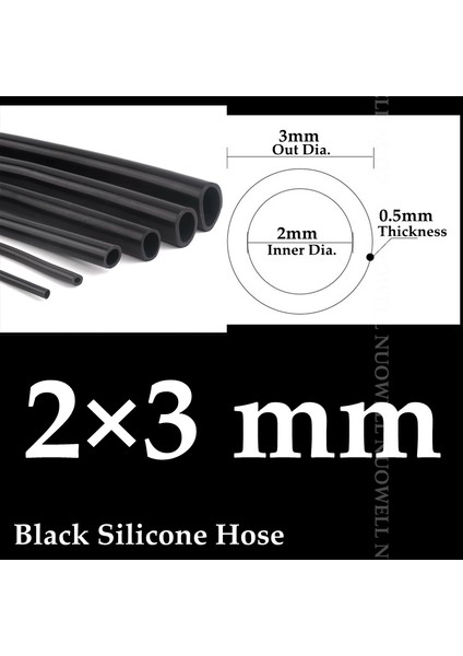 2X3MM Tarzı 1 Milyon 1~6mm Siyah Silikon Boru Esnek Akvaryum Hava Pompası Yumuşak Kauçuk Hortum Isıya Dayanıklı Yüksek Basınçlı Havalandırma Borusu (Yurt Dışından)