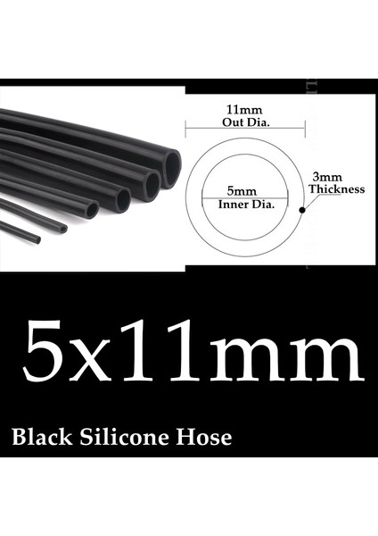5X11MM Tarzı 5 Milyon 1~6mm Siyah Silikon Boru Esnek Akvaryum Hava Pompası Yumuşak Kauçuk Hortum Isıya Dayanıklı Yüksek Basınçlı Havalandırma Borusu (Yurt Dışından)