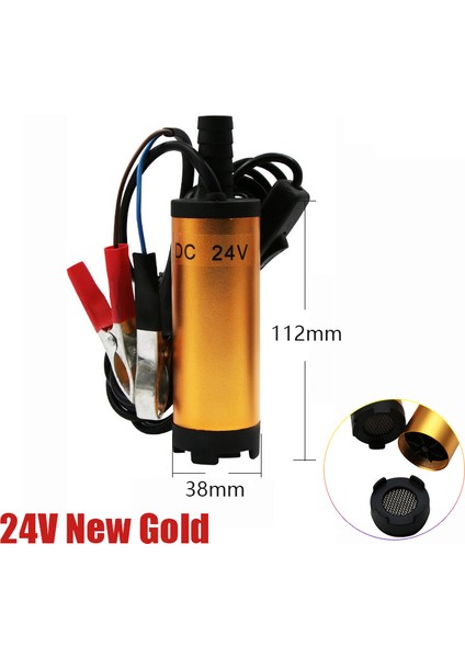 24V-YENI-ALTIN 12V 24V Elektrikli Daldırma Dizel Yağ Su Pompası - Dizel Yağ Su Daldırma Lmin Yakıt Transfer Pompası (Yurt Dışından)
