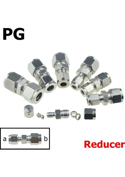 Pg Stili 3mm-6mm (A - B) Sıkıştırma Kovan Boru Bağlantı Dönüşüm Adaptörü Tüp Paslanmaz Çelik Kuplör Bağlayıcı Ydf-Lok (Yurt Dışından)