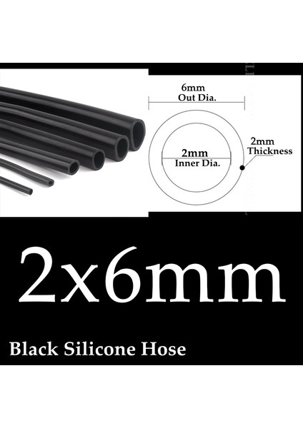 2X6MM Tarzı 1 Milyon 1~6mm Siyah Silikon Boru Esnek Akvaryum Hava Pompası Yumuşak Kauçuk Hortum Isıya Dayanıklı Yüksek Basınçlı Havalandırma Borusu (Yurt Dışından)