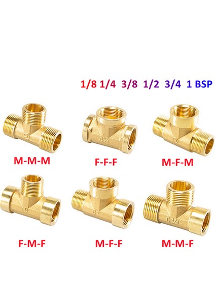 Kadın-M-F Tarzı 1 Inç Pnömatik Tesisat Boru Bağlantı Erkek Dişi Konu Bsp T Tipi Bakır Fittings Su Yağ Gaz Adaptörü (Yurt Dışından)