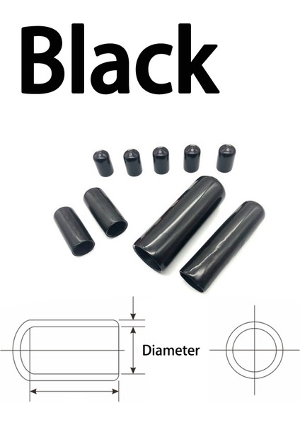 Siyah Stil 10 Adet D17MM Pvc Esnek Kauçuk Toz Izolasyon Konu Koruyucu Fiş, Çelik Boru Kılıf Kapağı, Kablo Tel Koruma Kılıfı (Yurt Dışından)
