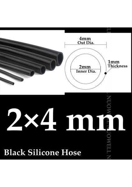 2X4MM Tarzı 100CM 100CM Iç Çap 2-16MM Gıda Sınıfı Siyah Silikon Boru Hortum Isıya Dayanıklı Esnek Silika Jel Boru Akvaryum Esnek Oksijen Pompası Hortumu (Yurt Dışından)