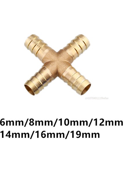 4 Yollu - x Tarzı 8 mm Diken Bakır Adaptör T x Y L Tipi Hortum Bağlantı Parça Boru Ekleme Fitting Su Gaz Hava Eklemi Ale Konnektörü (Yurt Dışından)
