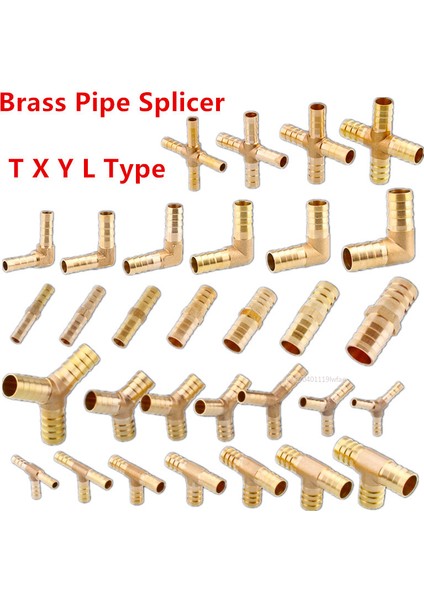 4 Yollu - x Tarzı 8 mm Diken Bakır Adaptör T x Y L Tipi Hortum Bağlantı Parça Boru Ekleme Fitting Su Gaz Hava Eklemi Ale Konnektörü (Yurt Dışından) fiyatları