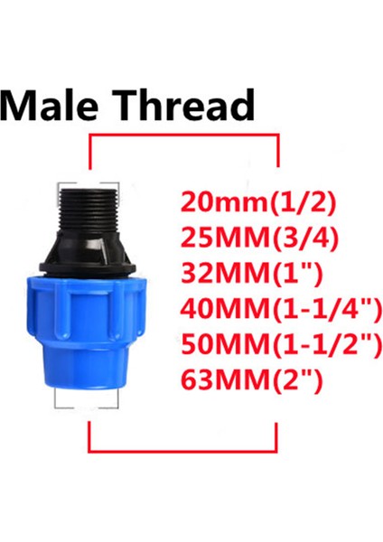 Mavi-Erkek Konu Stili 40MM Plastik Pe Musluk Sulama Boru Hızlı Bağlantı Dişi Erkek Konu Boruya (Yurt Dışından)