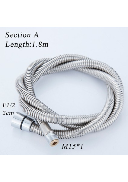 1,8 M'lik Bir Stil Paslanmaz Çelik Krom Yüzeyli Çekilebilir Duş Borusu, Banyo Lavabo Mutfak Gider Musluğu Özel Hortum (Yurt Dışından)