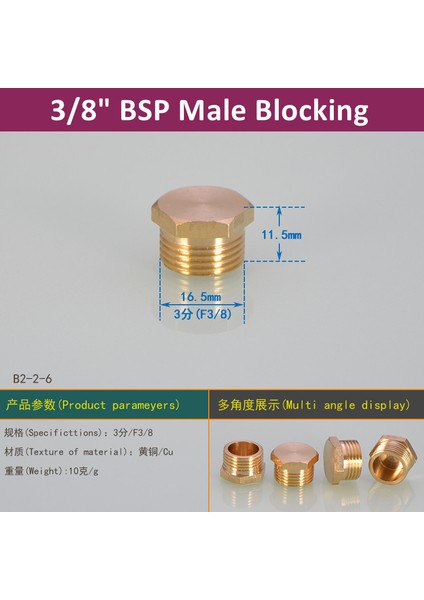 3l8 Erkek Stili 1 Parça Erkek Dişi Konu Brae Hex Head Son Kapak Fiş Bağlantı Hızlı Bağlayıcı Pirinç Evrensel Musluk Adaptörü (Yurt Dışından)