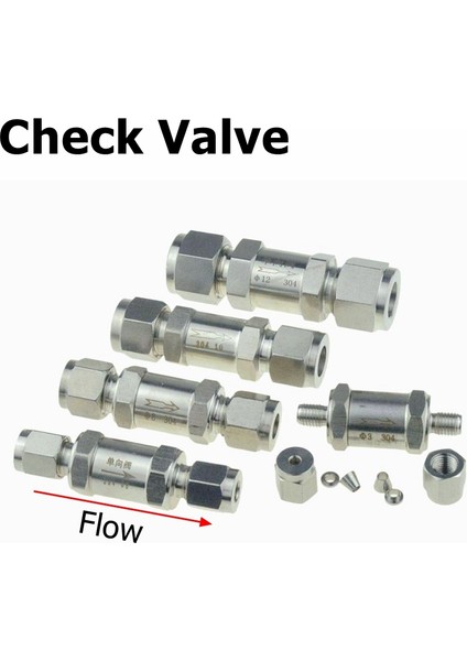 Çek Valf Stili 6mm Dış Çap Tüpü Sıkıştırma Kovan Boru Bağlantı Dönüşüm Adaptörü Tüp Paslanmaz Çelik Kuplör Bağlayıcı Ydf-Lok (Yurt Dışından)