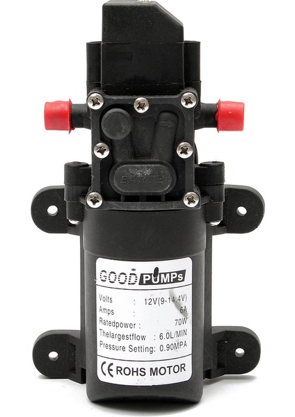 Dümdüz 12V 72W Mikro Elektrikli Diyafram Su Pompası Otomatik Anahtar 6l/dk Yüksek Basınçlı Araç Yıkama Püskürtme Su Pompası (Yurt Dışından)