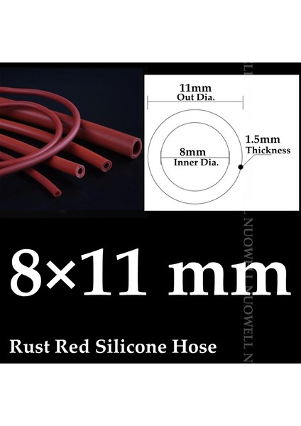 8X11MM Tarzı 1 Milyon I.D2~16MM Paslanmaz Kırmızı Silikon Boru Isıya Dayanıklı Otomobil Yağ Borusu Vakum Soğutma Borusu Hava Pompası Yumuşak Kauçuk Hortum (Yurt Dışından)