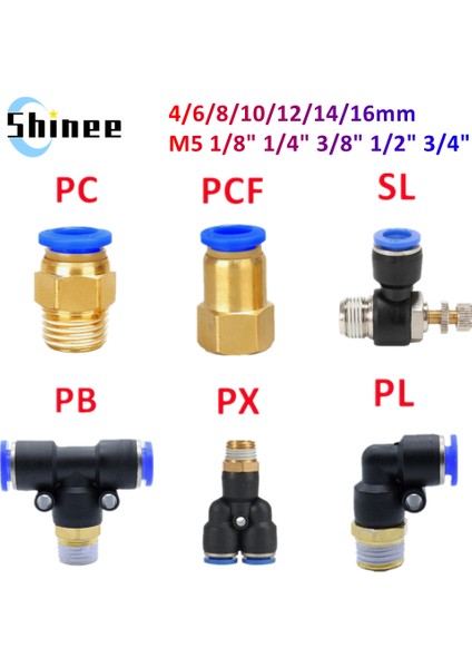 Pcf Stili 8 mm Pnömatik Hava Bağlantı Parçası Fslpbpxpl Konu M Yolu Hortum Bağlantı Boru Hızlı Bağlayıcılar (Yurt Dışından)