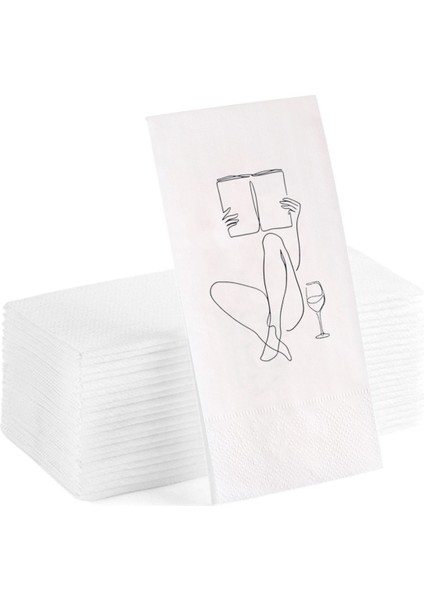 Kitap Okuyan Silüet Baskılı Sunum Servis Peçetesi 20 Adet