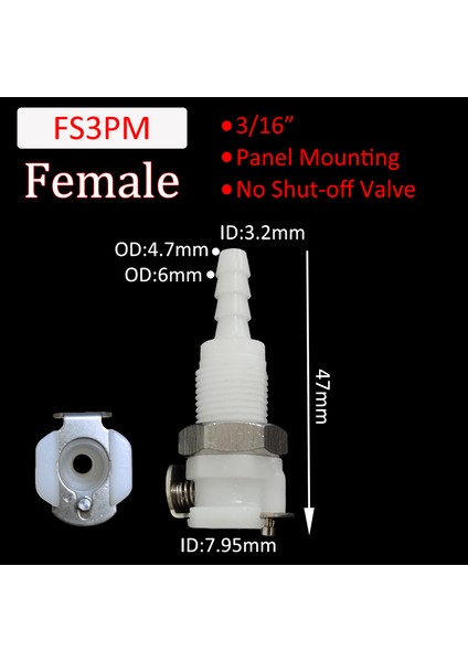 FS3PM Tarzı Hortum Bağlantısı Valflı Iç Hatlı Bağlayıcı Panel Montaj Bağlayıcı Gövde Erkek Dişi Hızlı Kapatma Hortum Birleşim Tüp Konnektörü (Yurt Dışından)