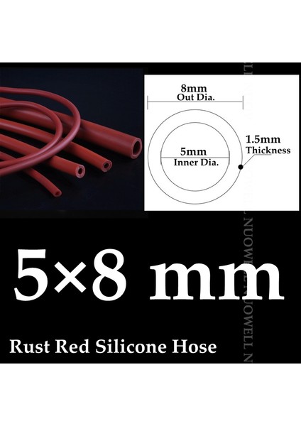 5X8MM Tarzı 5 Milyon I.D2~16MM Paslanmaz Kırmızı Silikon Boru Isıya Dayanıklı Otomobil Yağ Borusu Vakum Soğutma Borusu Hava Pompası Yumuşak Kauçuk Hortum (Yurt Dışından)