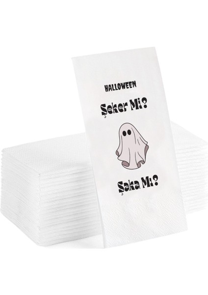 Şeker Mi Şaka Mı Yazılı Baskılı Sunum Servis Cadılar Bayramı Hallowen Peçetesi 20 Adet