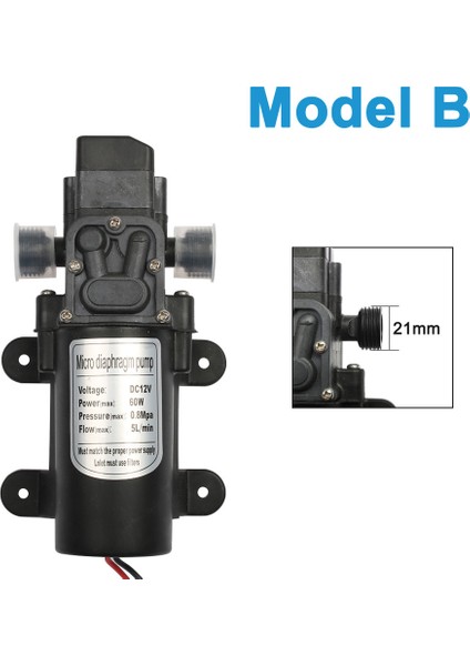 B Dc 12V 60W Mikro Elektrikli Diyafram Su Pompası Otomatik Anahtar 5l/dak Yüksek Basınçlı Araba Yıkama Sprey Su Pompası 0.8mpa 5l/dak (Yurt Dışından)