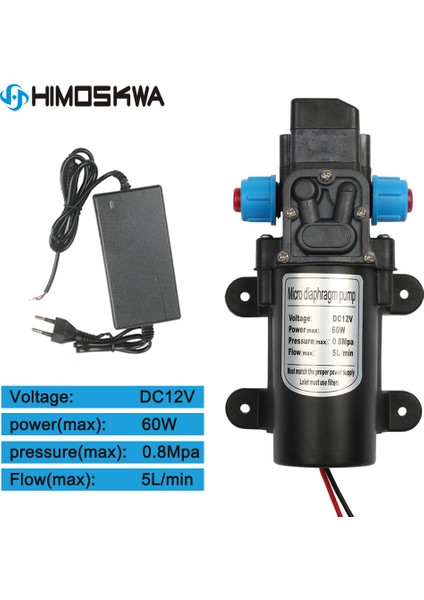 B Dc 12V 60W Mikro Elektrikli Diyafram Su Pompası Otomatik Anahtar 5l/dak Yüksek Basınçlı Araba Yıkama Sprey Su Pompası 0.8mpa 5l/dak (Yurt Dışından)