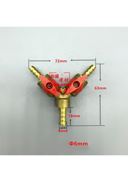 6mm-3 Yollu Stil Y Tipi Üç Yollu Pirinç Açma Kapama Vana Boru Bağlantı Adaptörü - Yakıt Gaz Su Yağ Hava Için - Hortum Barbı (Yurt Dışından)