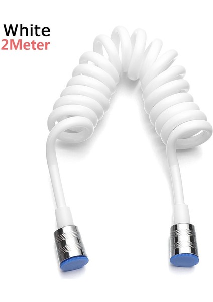 Beyaz 2 Metre Tarzı 1 Metre Telefon Hattı Anti-Sarma Yay Duş Hortumu Tuvalet Bidet Banyo Sprey Bağlantı Borusu Su Tesisatı (Yurt Dışından)