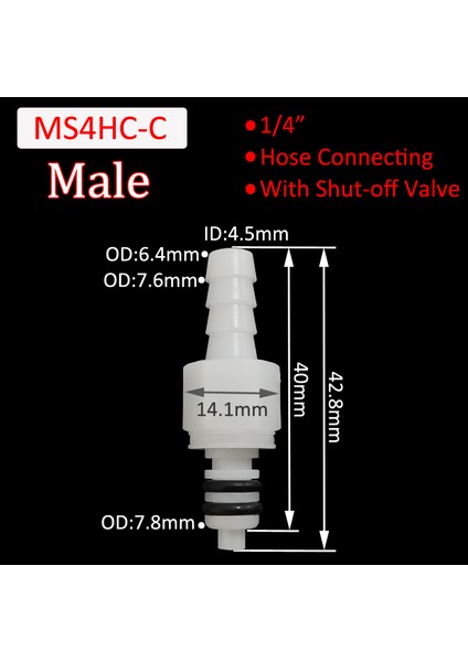 MS4HC-C Stili Hortum Bağlantısı Valflı Iç Hatlı Bağlayıcı Panel Montaj Bağlayıcı Gövde Erkek Dişi Hızlı Kapatma Hortum Birleşim Tüp Konnektörü (Yurt Dışından)