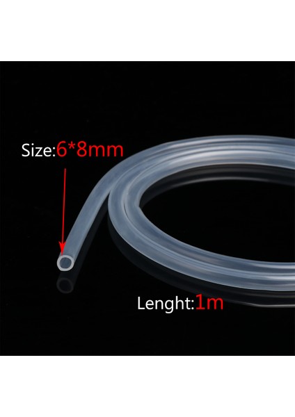 6x8 mm Stili 1 Metre 1m Gıda Sınıfı Şeffaf Şeffaf Silikon Hortum Dış Çap Esnek Silikon Boru (Yurt Dışından)
