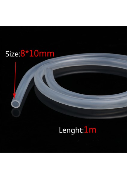 8X10 mm Stili 5 Metre 1m Gıda Sınıfı Şeffaf Şeffaf Silikon Hortum Dış Çap Esnek Silikon Boru (Yurt Dışından)
