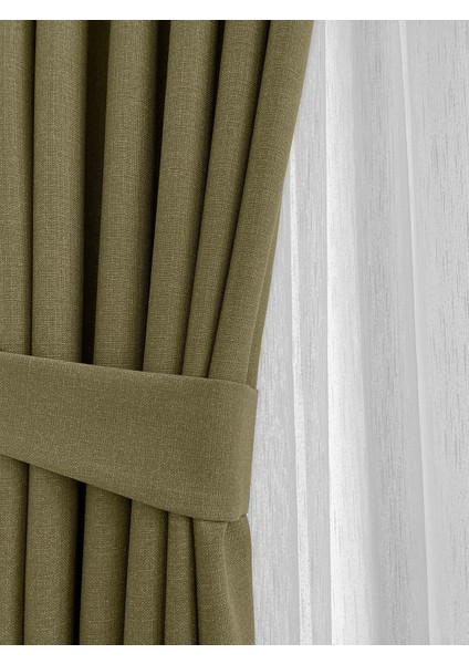 Alaska Keten Fon Perde Haki Tek Kanat (Pilesiz) fiyatları