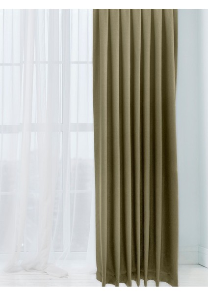 Alaska Keten Fon Perde Haki Tek Kanat (Pilesiz) fırsatları