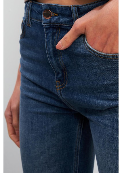 Jenny Dirty Dark Blue Yüksek Bel Flare Jean Pantolon - Dırty Dark Blue fırsatları