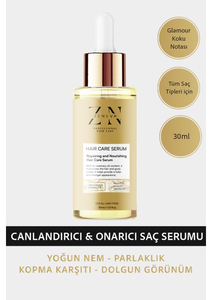 Parlaklık Veren Yıpranmış Saçlar Için Onarıcı ve Besleyici Nemlendirici Saç Bakım Serumu 30ML