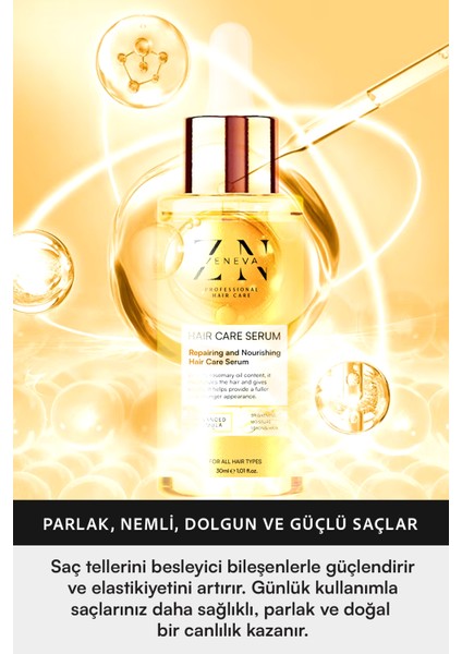 Parlaklık Veren Yıpranmış Saçlar Için Onarıcı ve Besleyici Nemlendirici Saç Bakım Serumu 30ML modelleri
