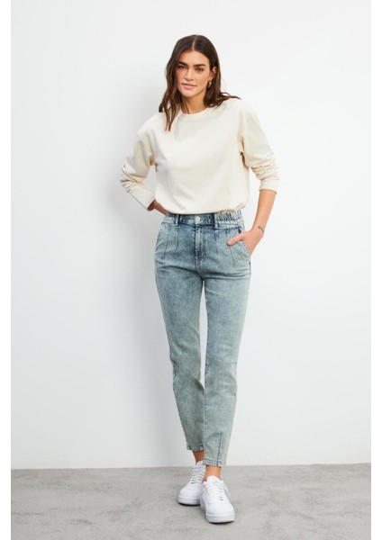 Norah Ice Blue Beli Lastikli Jean Pantolon - Ice Blue fiyatları