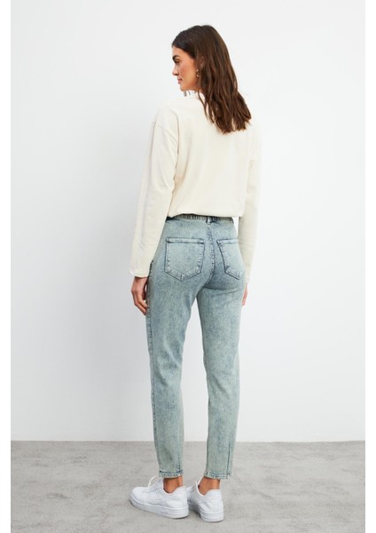 Norah Ice Blue Beli Lastikli Jean Pantolon - Ice Blue fırsatları