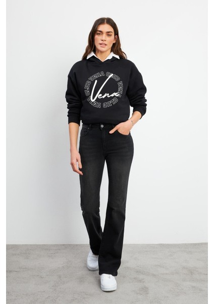 Emilie Black Bootcut Jean Pantolon - Black