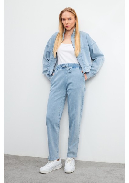 Marla Sky Blue Yüksek Bel Slouchy Jogger Pantolon - Sky Blue