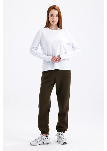 Kadın Uzun Kollu Basic Beyaz T-Shirt- fırsatları