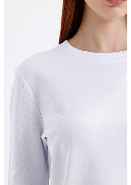 Kadın Uzun Kollu Basic Beyaz T-Shirt- indirimleri